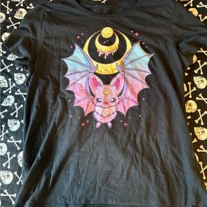 Gildan Black Tee with Vibrant Bat Design